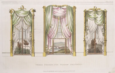 Three Designs for Window Draperies, Plate 107 from Ackermann